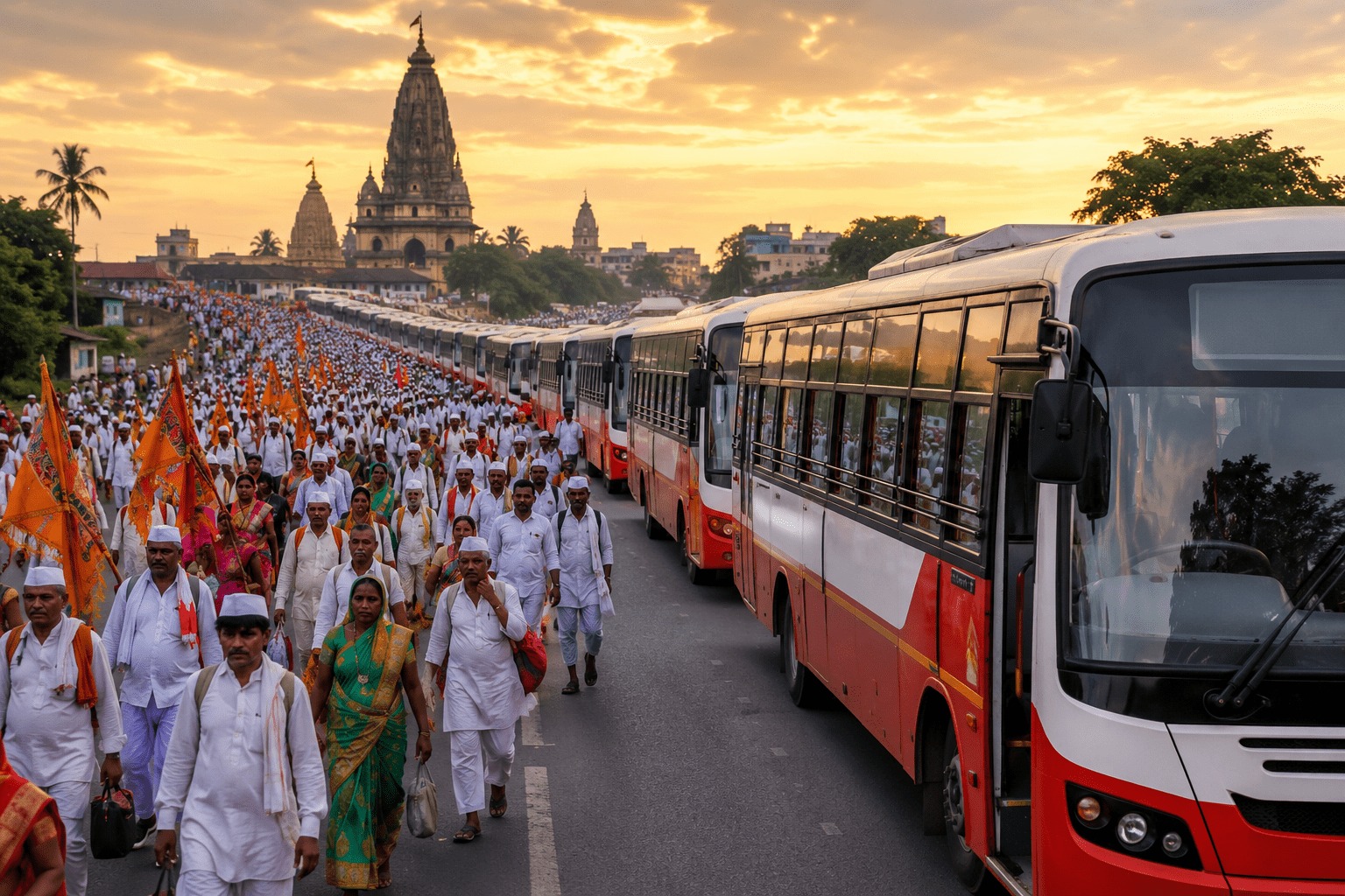 Ashadhi Wari Gift: Maharashtra ST Corporation to Run 5,500 Special Buses to Pandharpur; Free and Discounted Travel Announced!