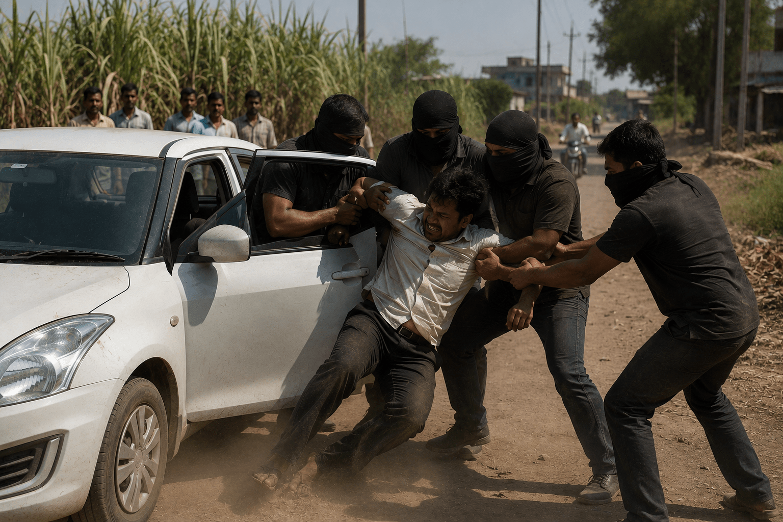 Beed Shocker: Sugarcane Labor Contractor Kidnapped in Broad Daylight Over Advance Money Dispute; Swift Car Chase Sparks Panic!