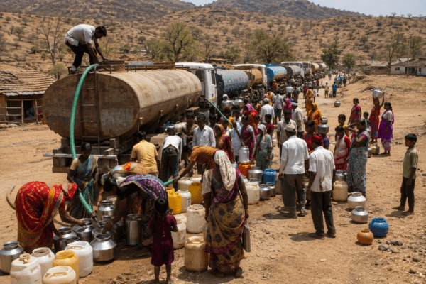 Delayed Monsoon Deepens Water Crisis in Ambegaon: 25 Tankers Make 94 Daily Trips to Serve 41,000 Residents.