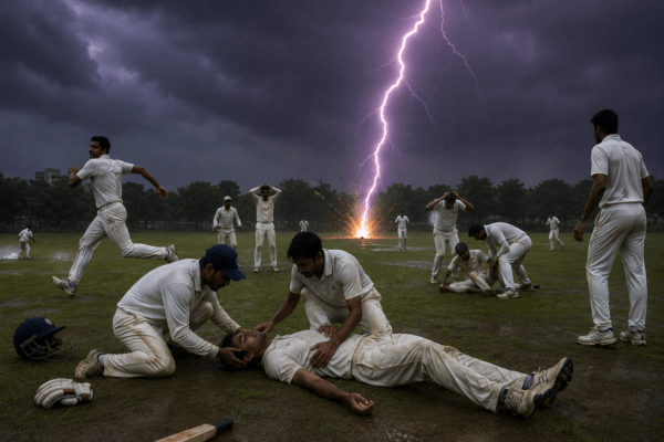 Tragedy on the Cricket Field: One Dead and Several Injured After Lightning Strikes During Match in Jharkhand.