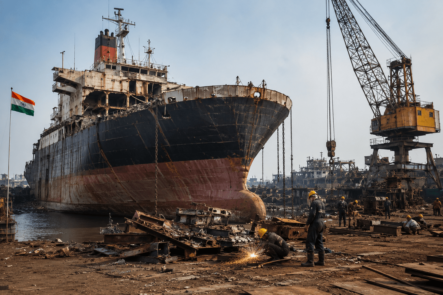 India Becomes World's Largest Ship Recycling Hub; Market Share Surges to 35.4% in 2025.