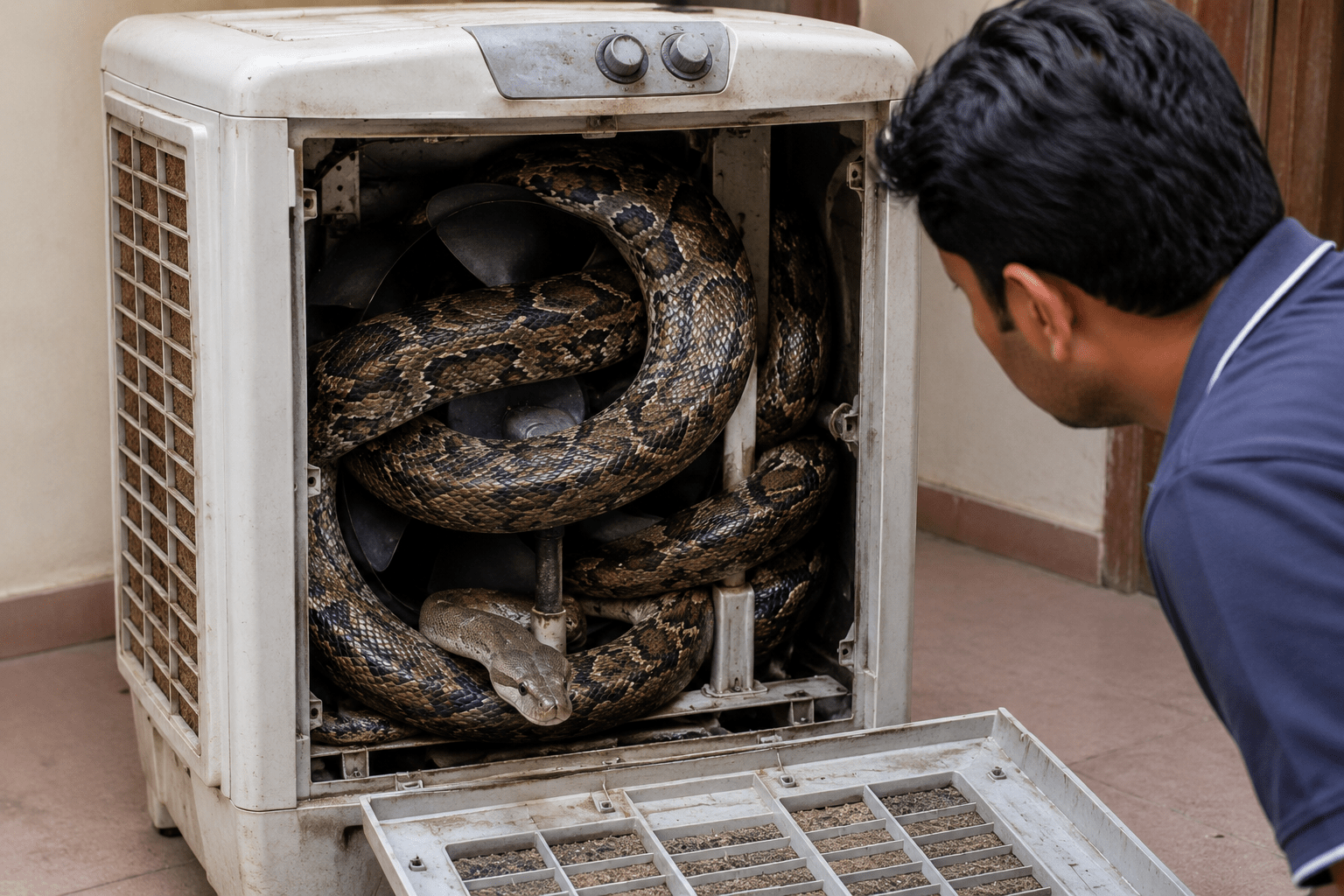 Shocking! Man Finds Huge Snake Coiled Inside Cooler; Viral Video Raises Safety Concerns.