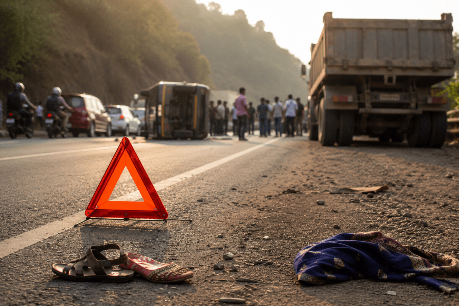 Tragedy Strikes Twice: Newlywed Woman Killed and Husband Injured in Dumper Accident While Watching Another Crash in Ratnagiri.