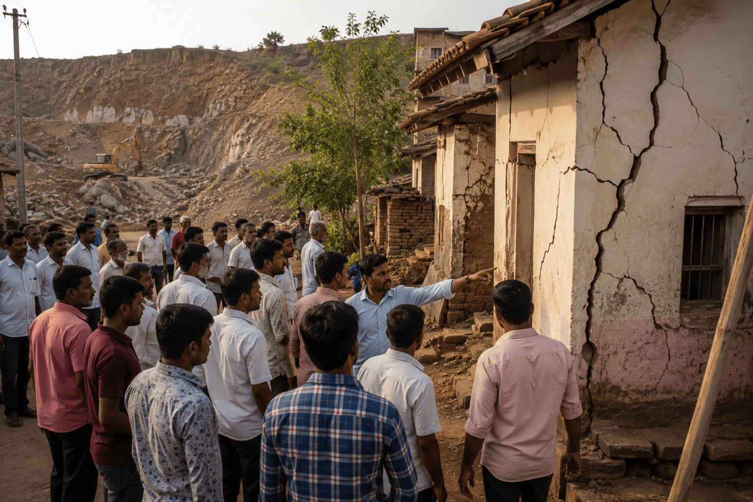 Danger Looms in Pangri: Illegal Excavation Blasting Causes Deep Cracks in Villagers' Houses.