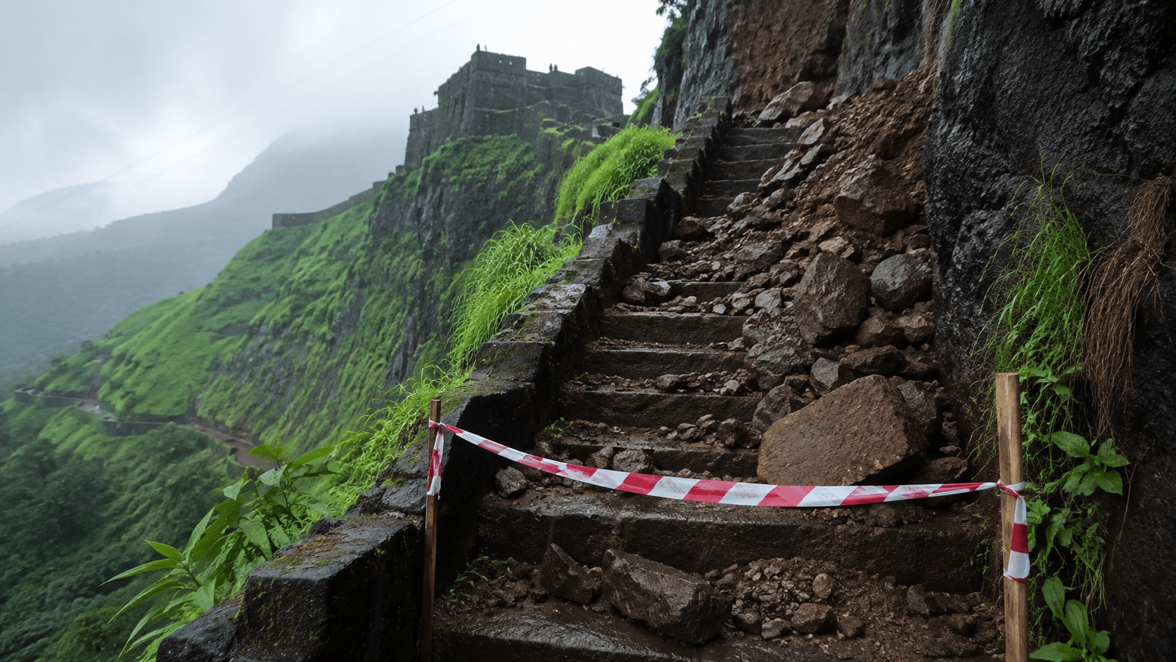 Tourist Alert: Raigad Fort Trekking Path Closed for Two Days Due to Rockfall Safety Measures