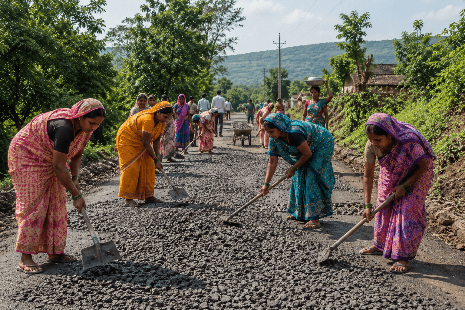 Women Take Charge: Village Residents Join Hands for Road Repair in Satara