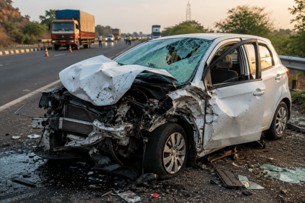 Mobile Distraction Turns Deadly: Truck Driver Seriously Injured in Pune-Solapur Highway Crash