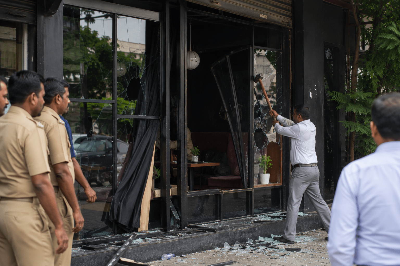 Crackdown on "Couple-Seating" Coffee Shops: Illegal Cabins and Black Glass Removed in Chhatrapati Sambhajinagar