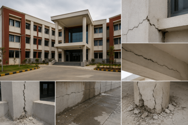 Before Inauguration: Cracks Surface in Chhatrapati Sambhajinagar’s ₹59 Crore Zilla Parishad Building, Quality Under Scanner.
