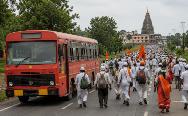 Good news for Warkaris! MSRTC to operate 16 additional bus trips to Pandharpur for Ashadhi Ekadashi; Commute to Wari becomes easier!  
