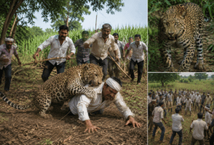 Leopard Attacks Farmer in Supane, Satara: Timely Intervention by Villagers Saves Life.