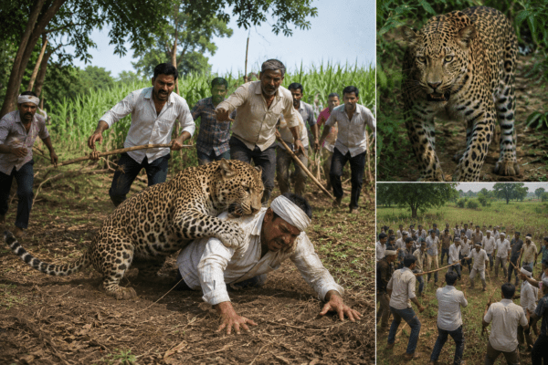 Leopard Attacks Farmer in Supane, Satara: Timely Intervention by Villagers Saves Life.