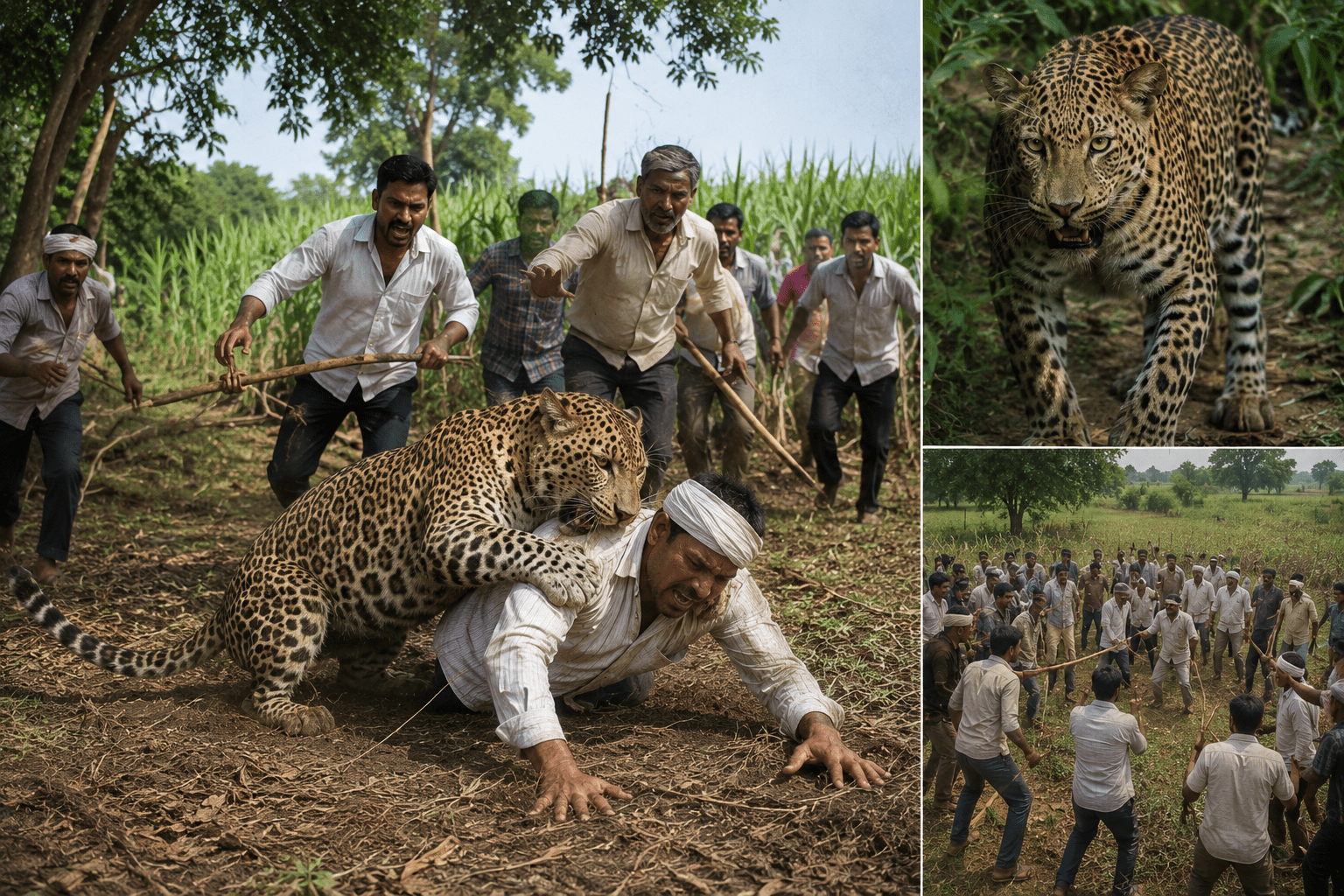 Leopard Attacks Farmer in Supane, Satara: Timely Intervention by Villagers Saves Life.