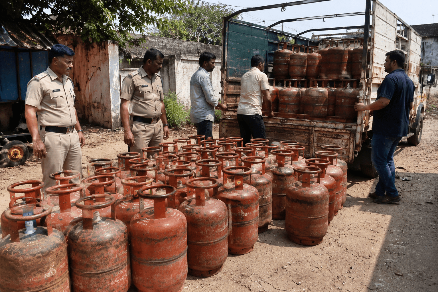 56 Illegal Gas Cylinders and Valuables Worth ₹5 Lakh Seized by Authorities.