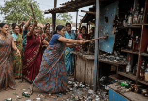 Women's Fury in Latur: Angry Villagers Ransack Illegal Liquor Den on Highway in Shirur Anantpal.