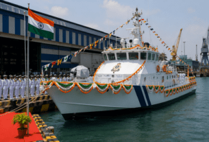 Indian Coast Guard Commissions New-Generation Fast Patrol Vessel 'ICGS Akshay' at Goa Shipyard.