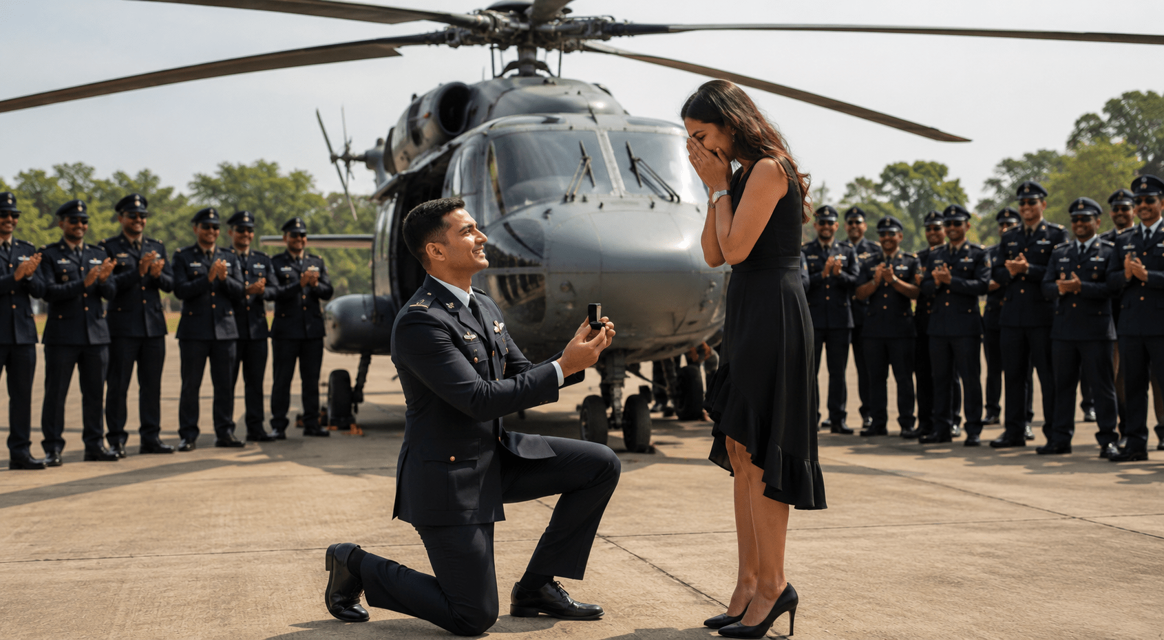 Army Pilot’s Romantic Surprise: Captain Bharat Bhardwaj Proposes to Girlfriend Near Helicopter After Passing-Out Parade in Nashik!
