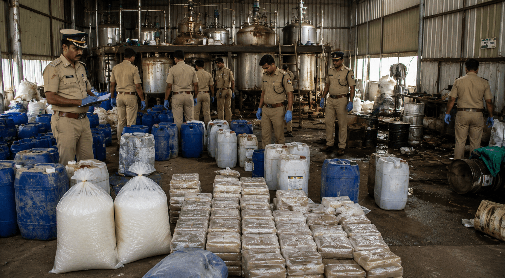 Maharashtra Police Strikes Again! Massive MD Drug Factory Busted in Telangana, Contraband Worth Rs 20 Crore Seized.