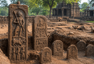 Medieval History Unearthed: Rare 'Go-Rakshak Virgal' and Ancient Hero Stones Discovered at Jyotirling Temple in Bhudargad, Kolhapur!