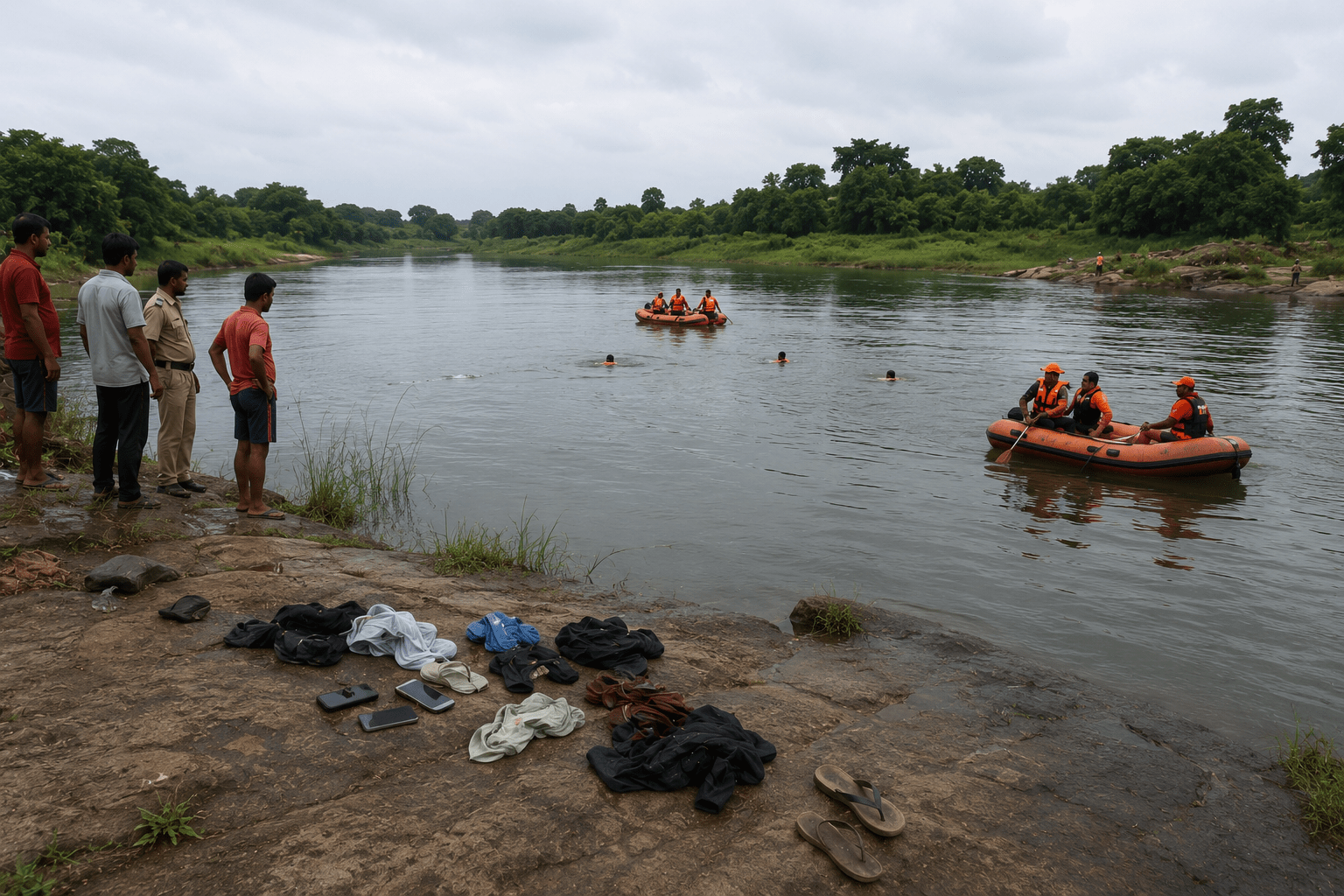 Tragic Picnic: 5 Youths Missing After Going for a Swim in Wardha River; Clothes and Mobiles Found on Bank, Search Operation On
