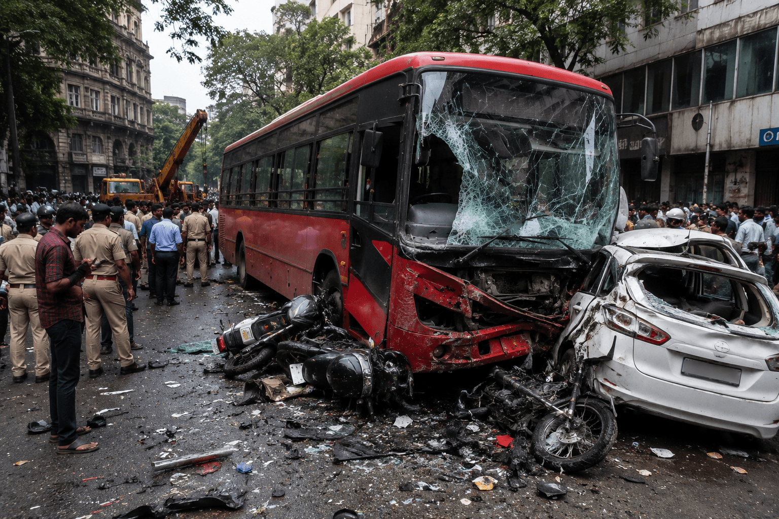 Dadar Horrific Crash: 1 Dead, 6 Injured as Brake Failure on Electric BEST Bus Causes Multi-Vehicle Pile-up; High-Level Probe Ordered