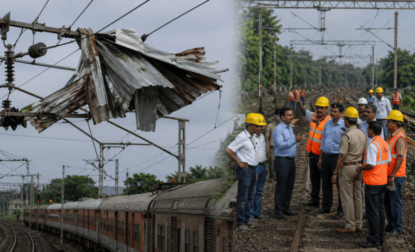  Major Train Disaster Averted in Parbhani as Tin Sheets Fall on High-Voltage Power Lines.
