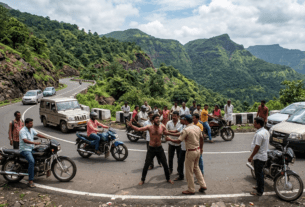 High-Voltage Drama on Road: Naked Youth Creates Chaos at Paud Ghat.