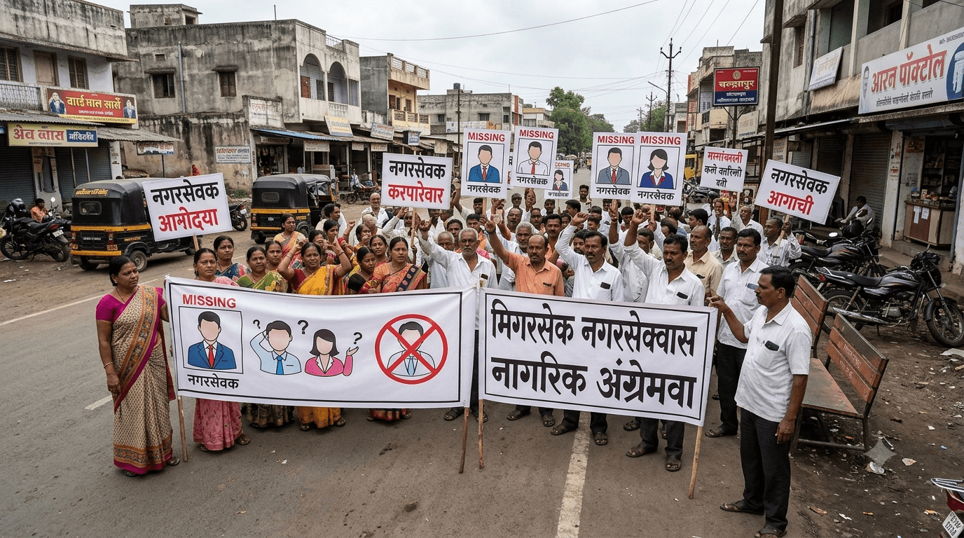 "Corporators are Missing!" Angry Citizens in Chandrapur Protest Against Congress Factionalism