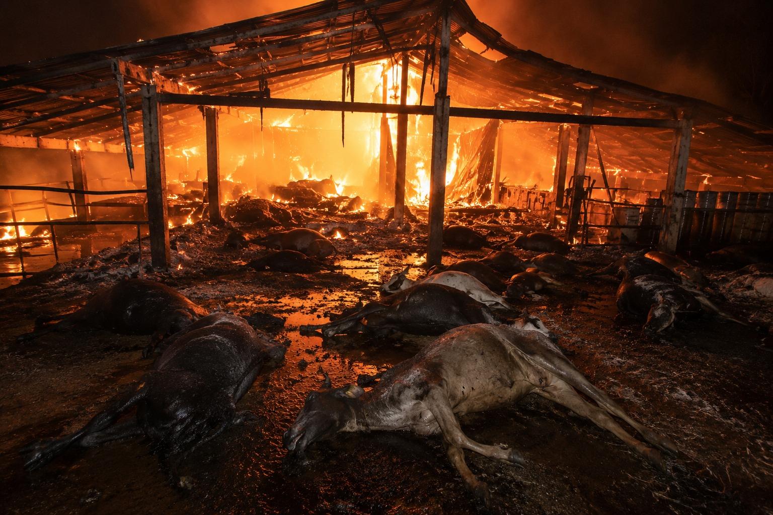 Massive Fire in Ratnagiri: 25 Animals Burnt to Death in Khed Cattle Shed Tragedy.