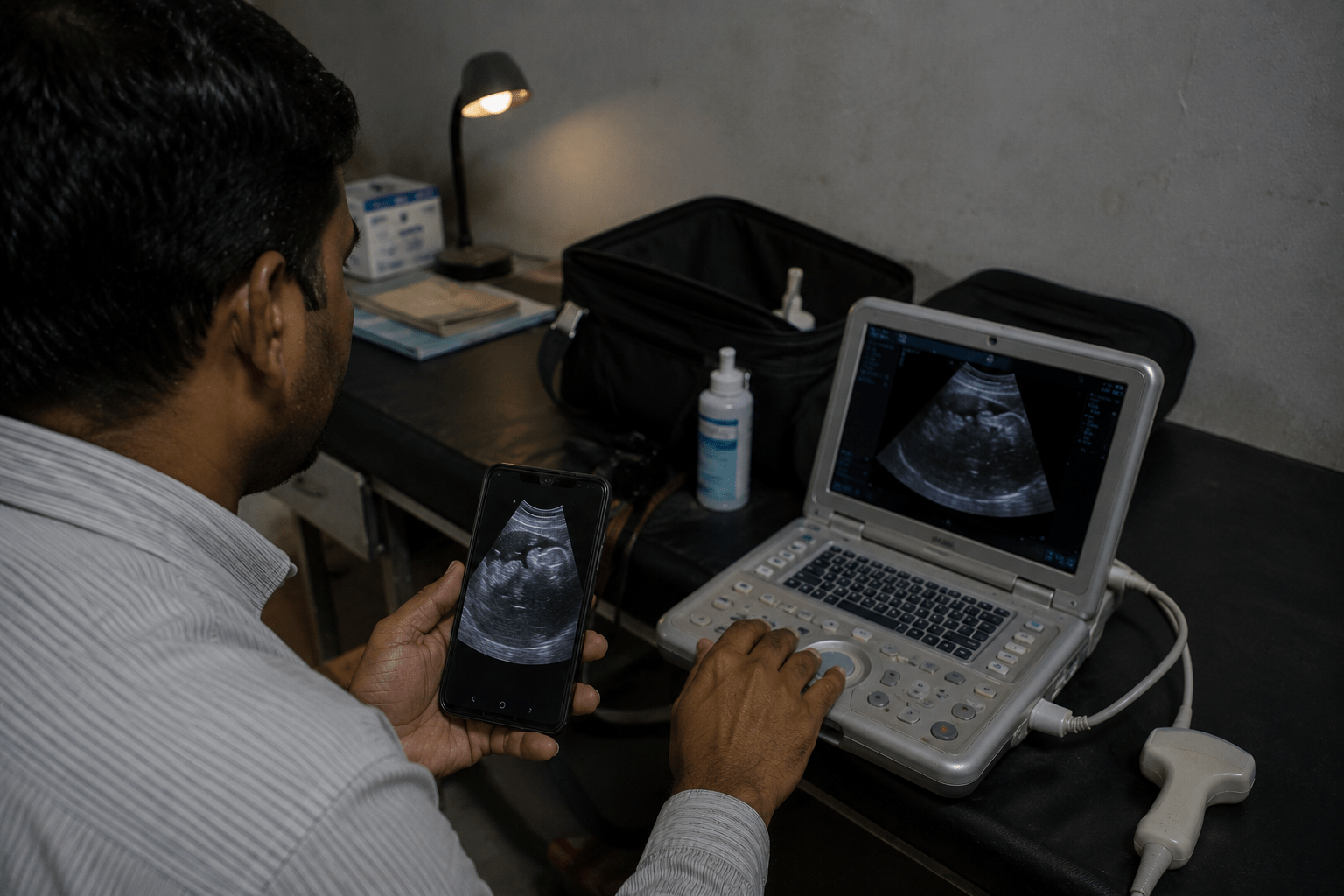 Mobile App Connected to Portable Sonography Machine Used!