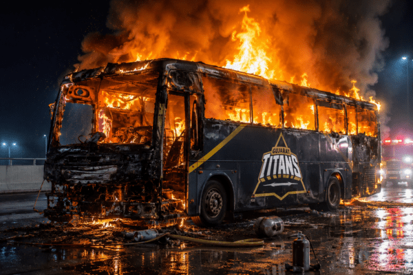 Team Bus Catches Fire After IPL 2026 Final, Players Safely Evacuated
