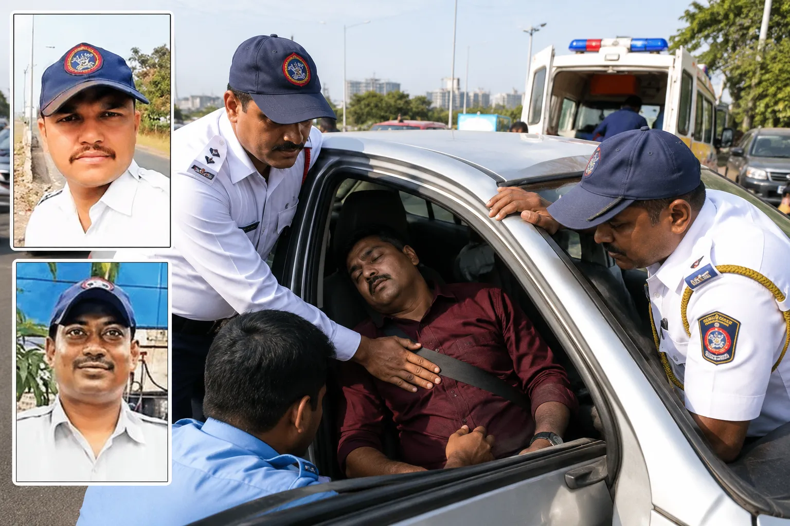 Navi Mumbai Traffic Police Save Unconscious Driver