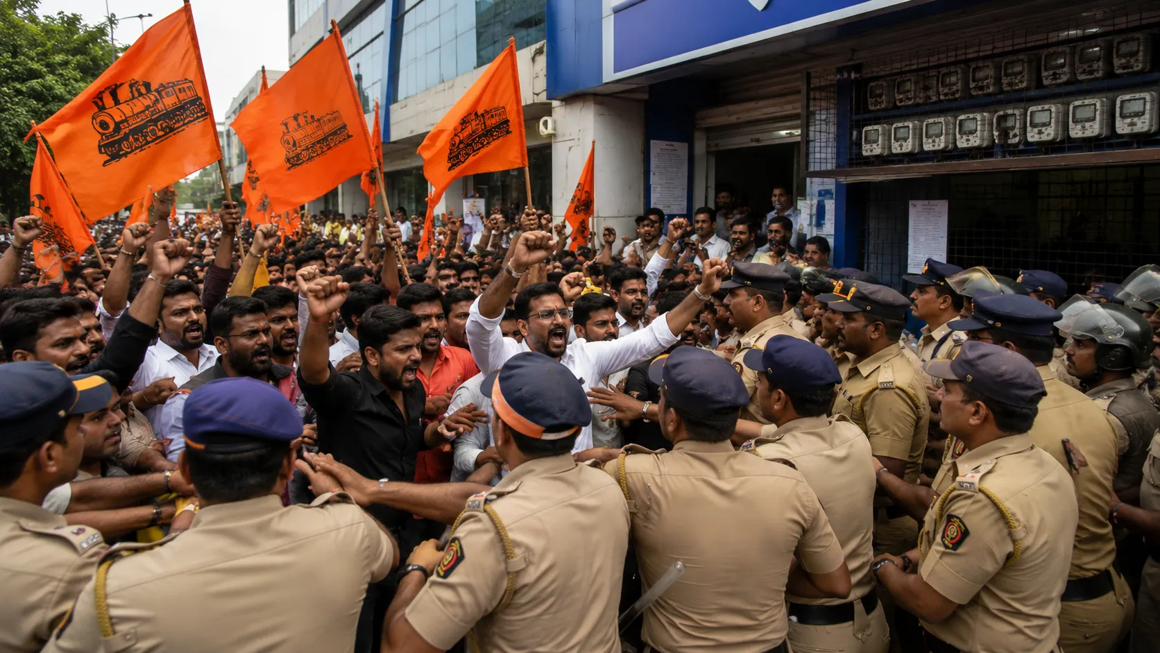 MNS Marches to MSEB Office in Thane Against Smart Meters