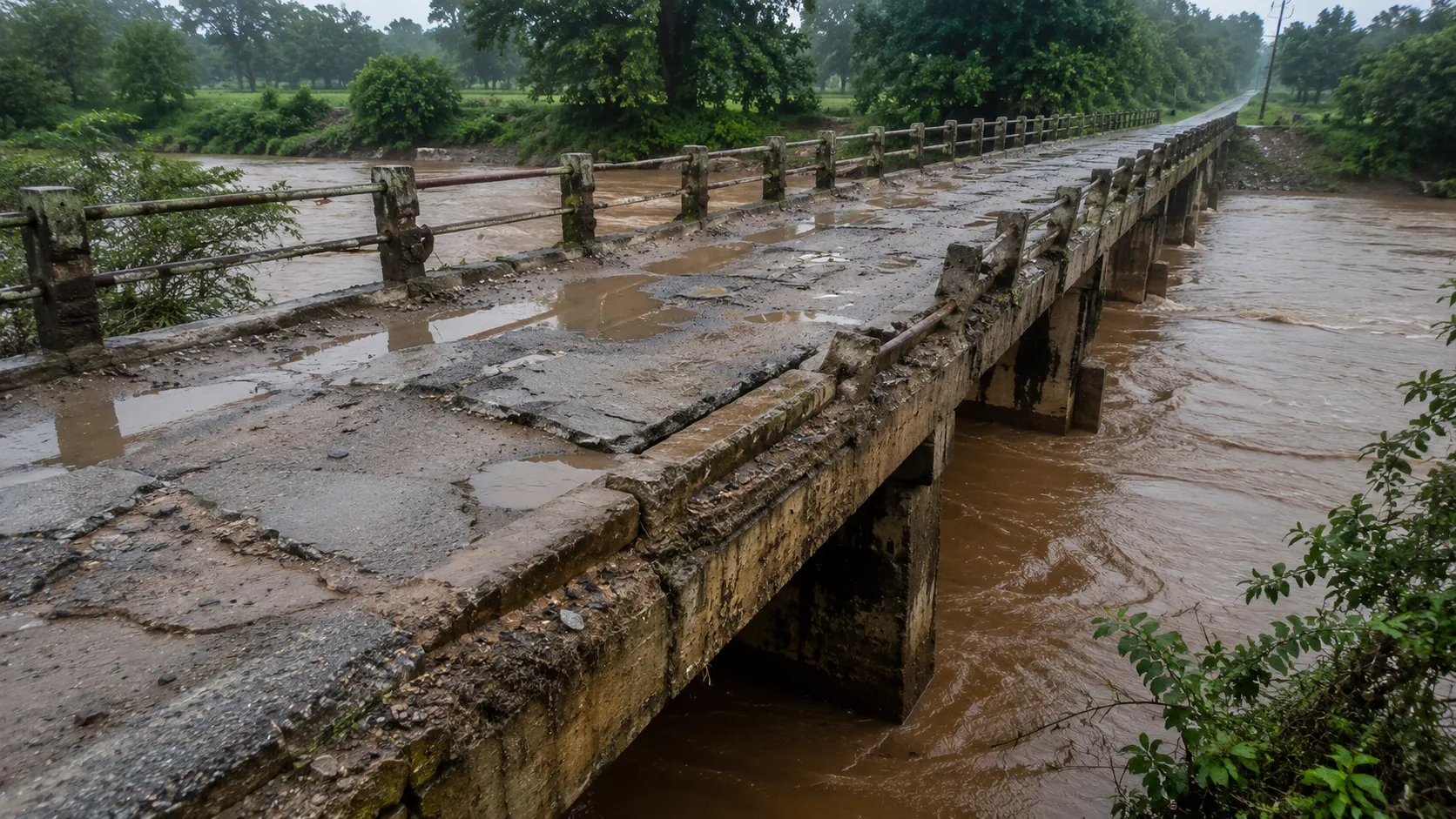 50-Year-Old Hotale Bridge in Critical Condition Due to Heavy Rains: Villagers Demand Immediate Repairs