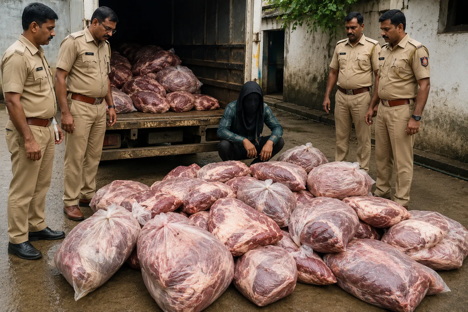 Junnar Police Bust Illegal Bovine Meat Racket: 650kg Meat and Vehicle Worth ₹3.80 Lakh Seized"