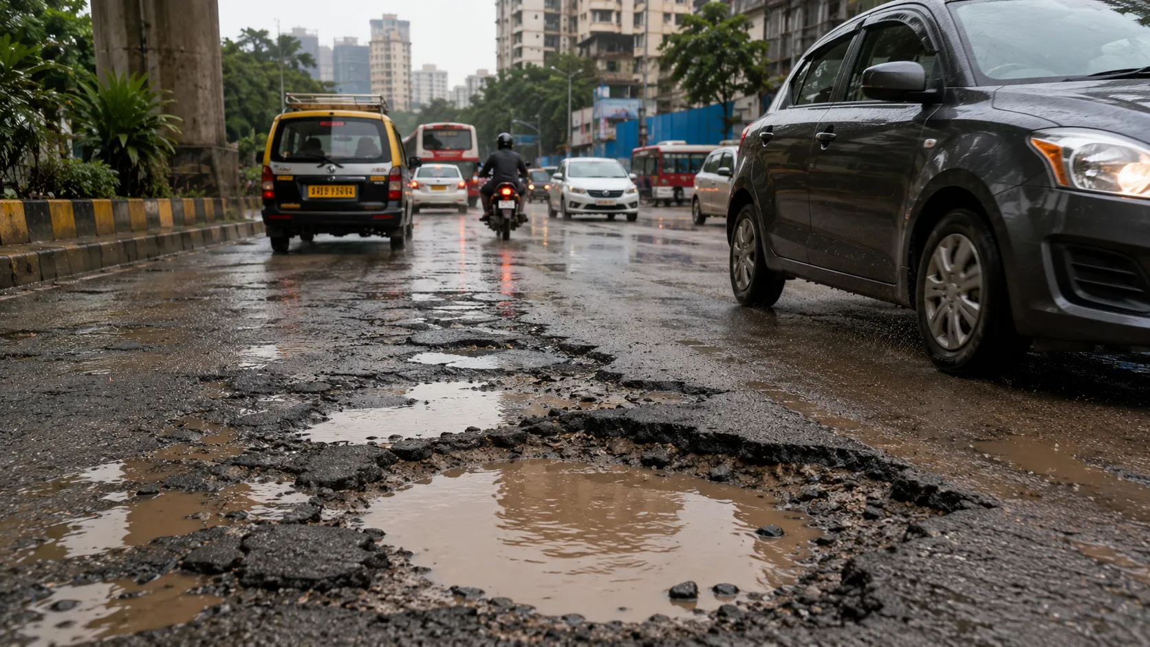 BMC's 'Pothole-Free Mumbai' Claim Exposed: Over 3,000 Potholes Recorded in Just One Month"