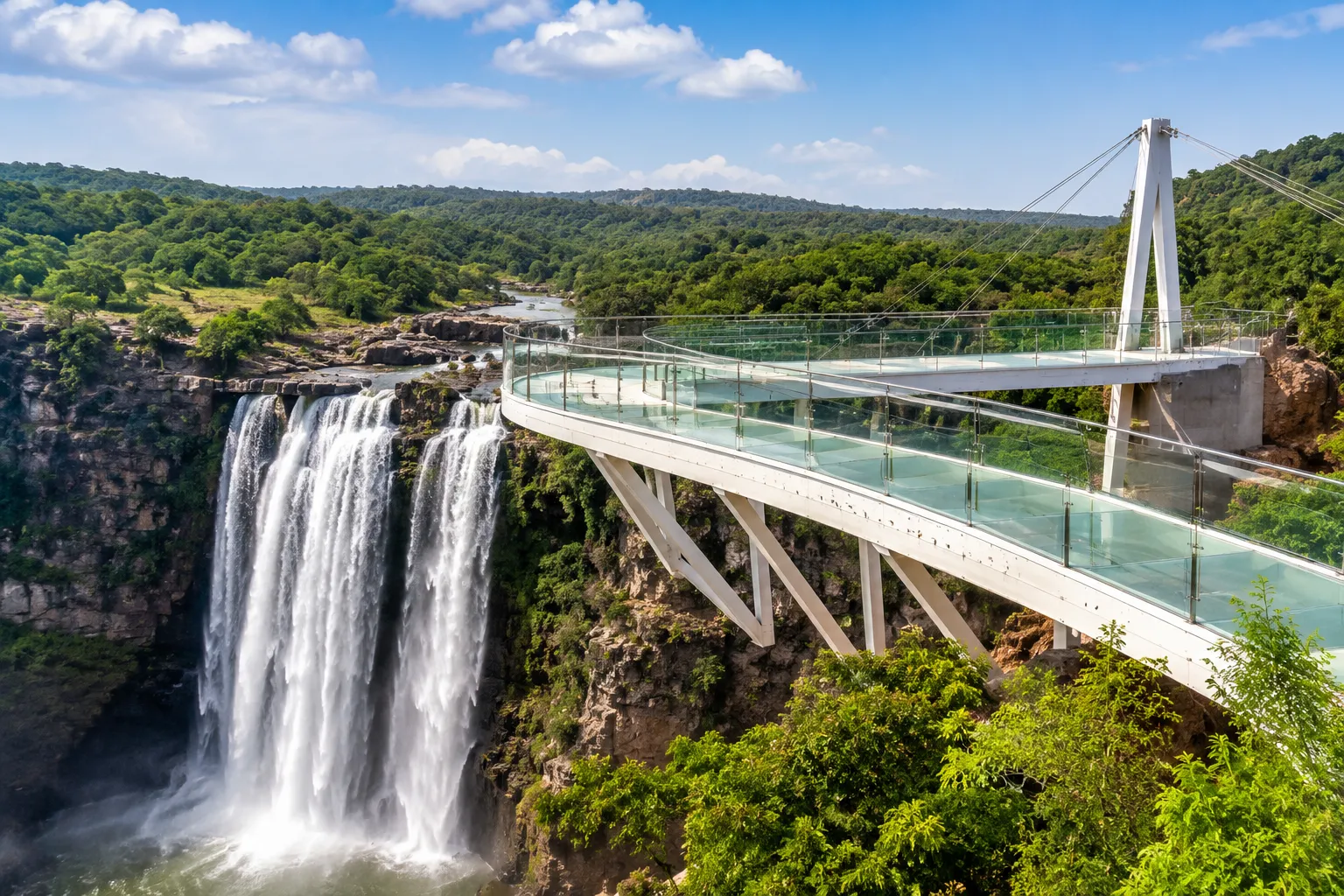 Experience the Thrill: Uttar Pradesh's First Glass Skywalk Bridge Opens at Tulsi Waterfall in Chitrakoot