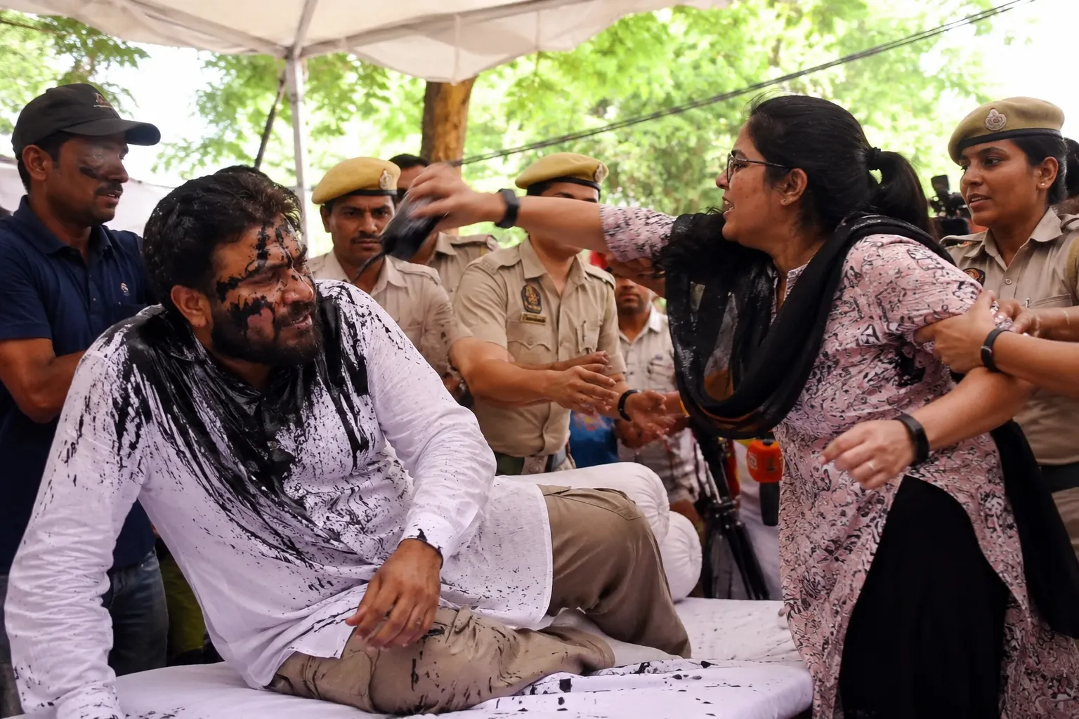 Ink Attack at Jantar Mantar: Woman Detained After Throwing Ink