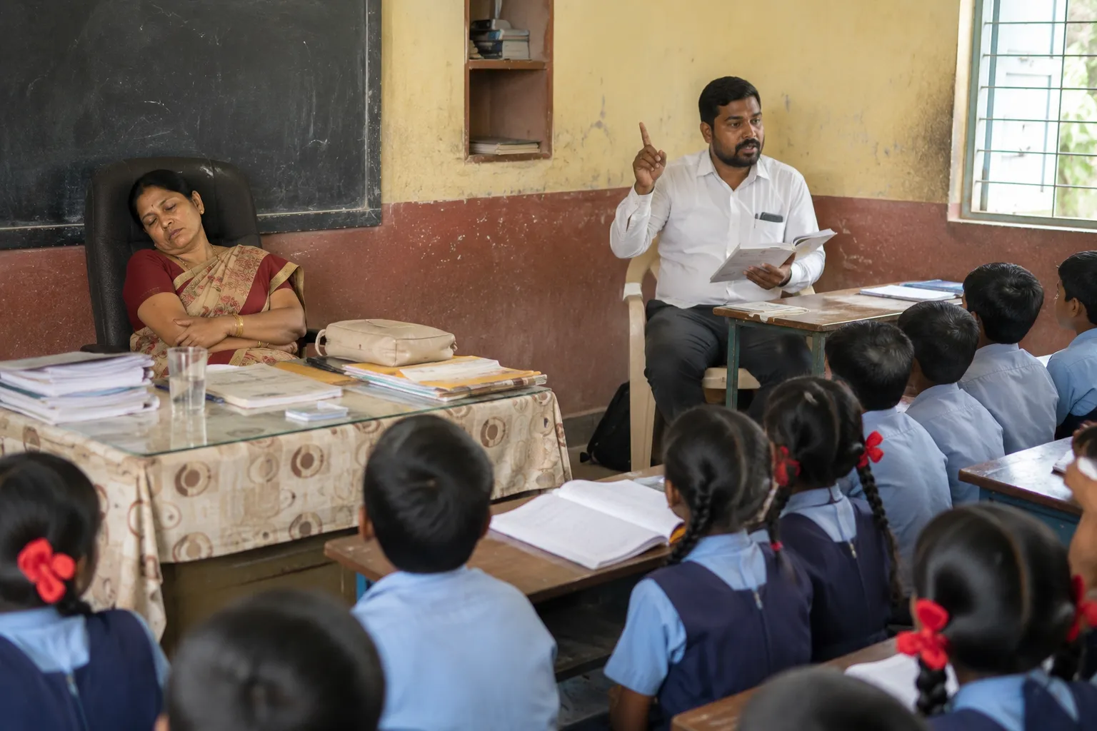 Yavatmal School Controversy: Headmistress Found Sleeping in Class While Her Husband Allegedly Takes Charge in Her Chair
