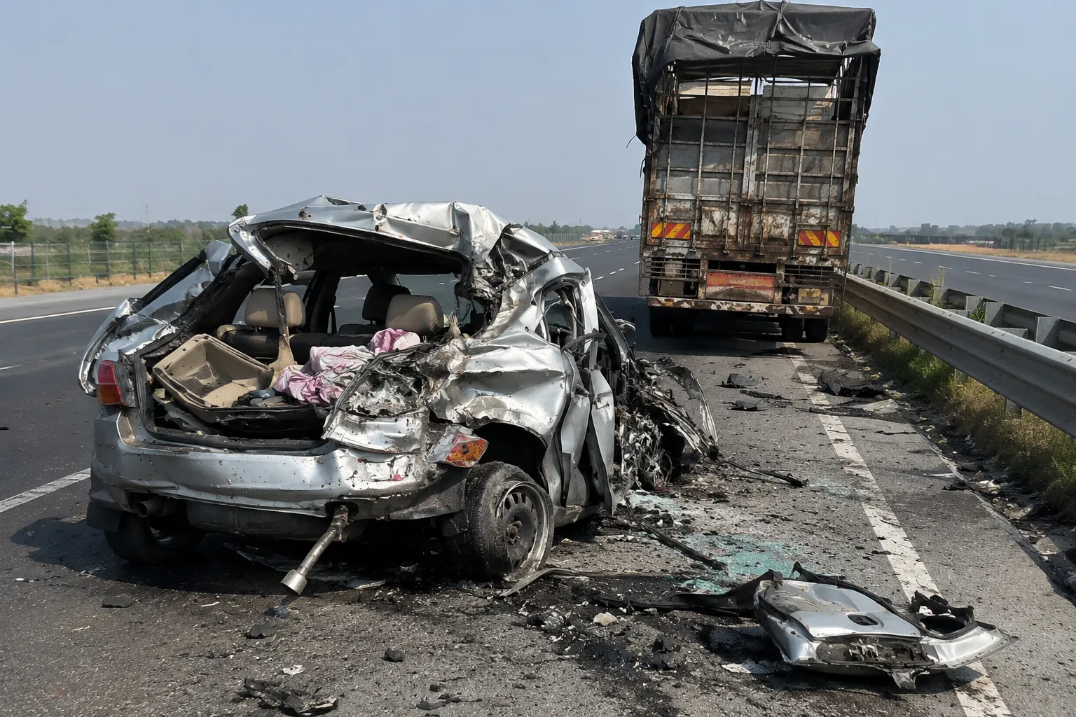 Speeding Truck Rams Stationary Car, Claiming Six Lives Including Twin Sisters and Their Father"