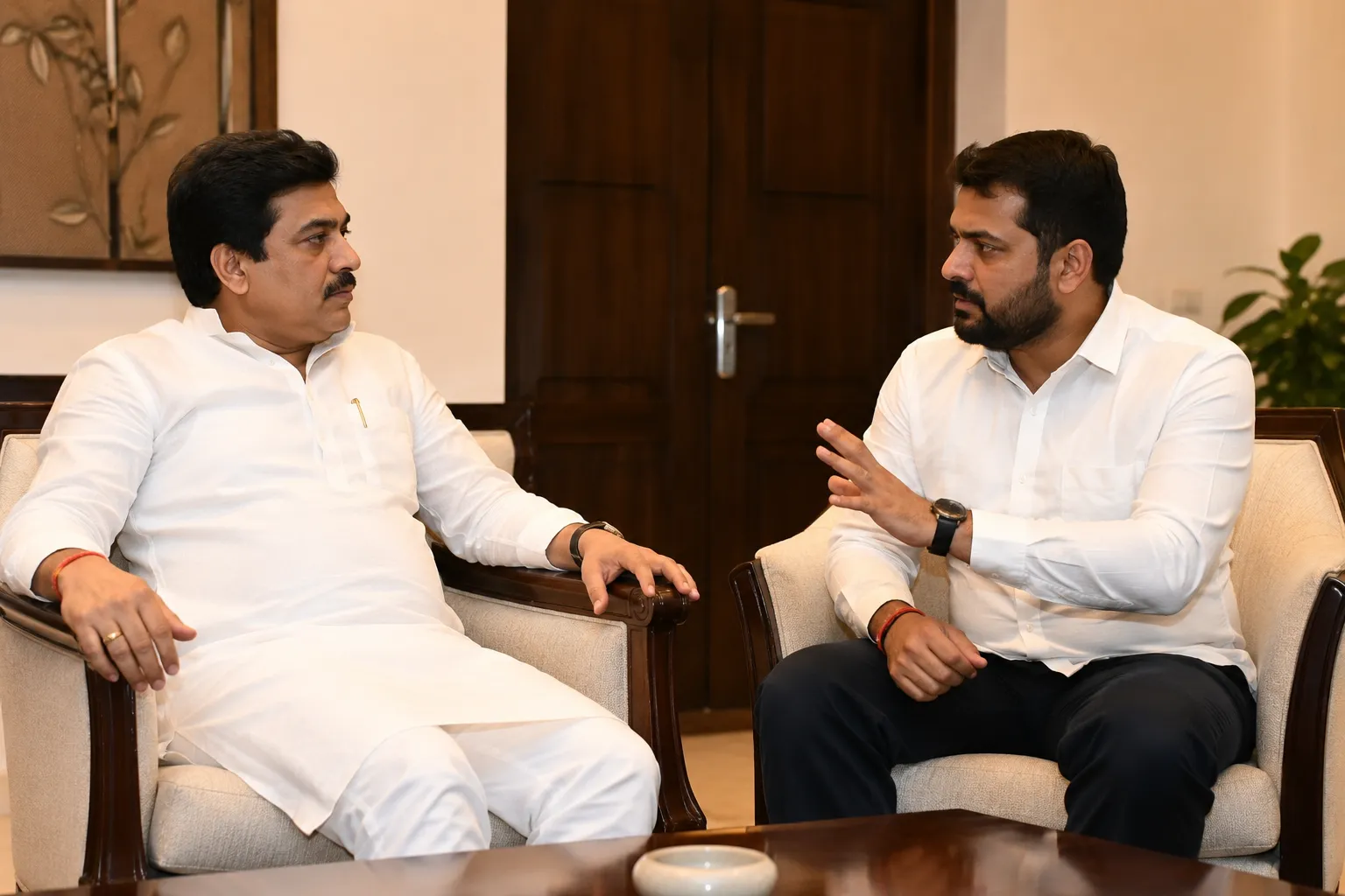 Political Speculation Rises in Ahmednagar: One-Hour Closed-Door Meeting Between Ram Shinde and Prajakt Tanpure Sparks Massive Buzz"