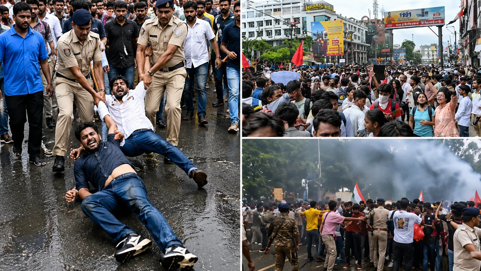 Brutal Crackdown in Patna: Police Lathi-Charge and Chase Students