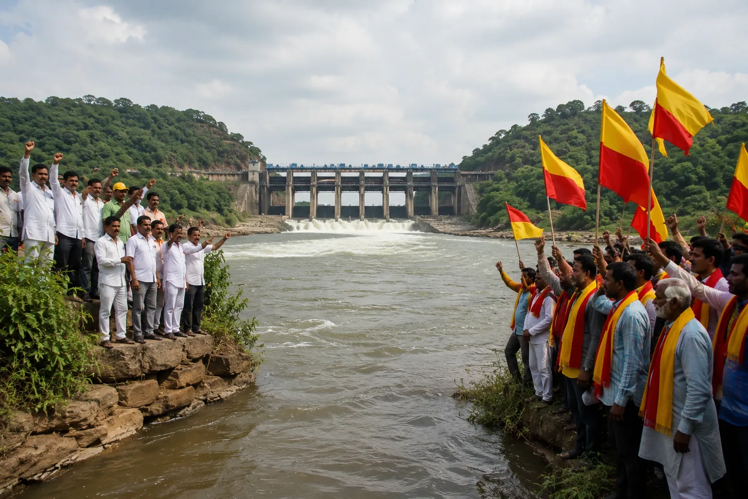 Krishna River Water Dispute: Karnataka Kannada Organisations Strongly Oppose Maharashtra's Proposed Radha Krishna Irrigation Project in Kolhapur"