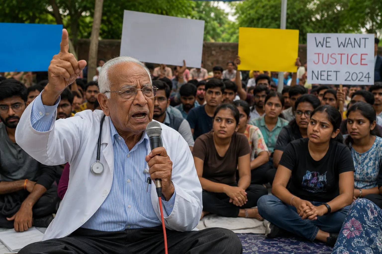NEET Protest at Jantar Mantar: 78-Year-Old MBBS Doctor from Akola Joins Student Agitation, Viral Video Sparks Emotional Outpourings"