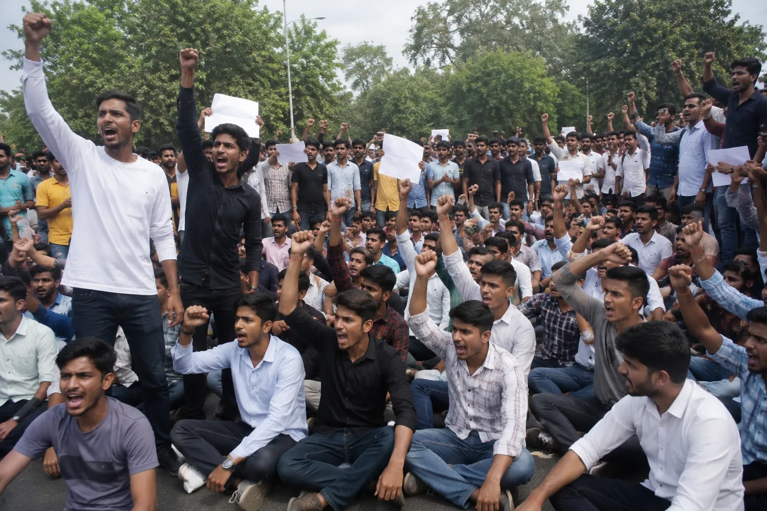 Outbreak of Anger in Bhandara: 'CJP' Stages Intense Protest Against Paper Leaks