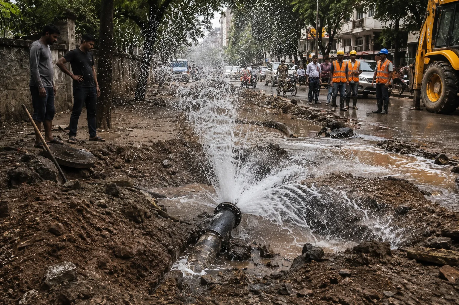 Koregaon Park Water Supply Crisis: Main Pipeline Damaged During Sewer Work Due to Contractor Negligence; Artificial Water Scarcity Grips Area"