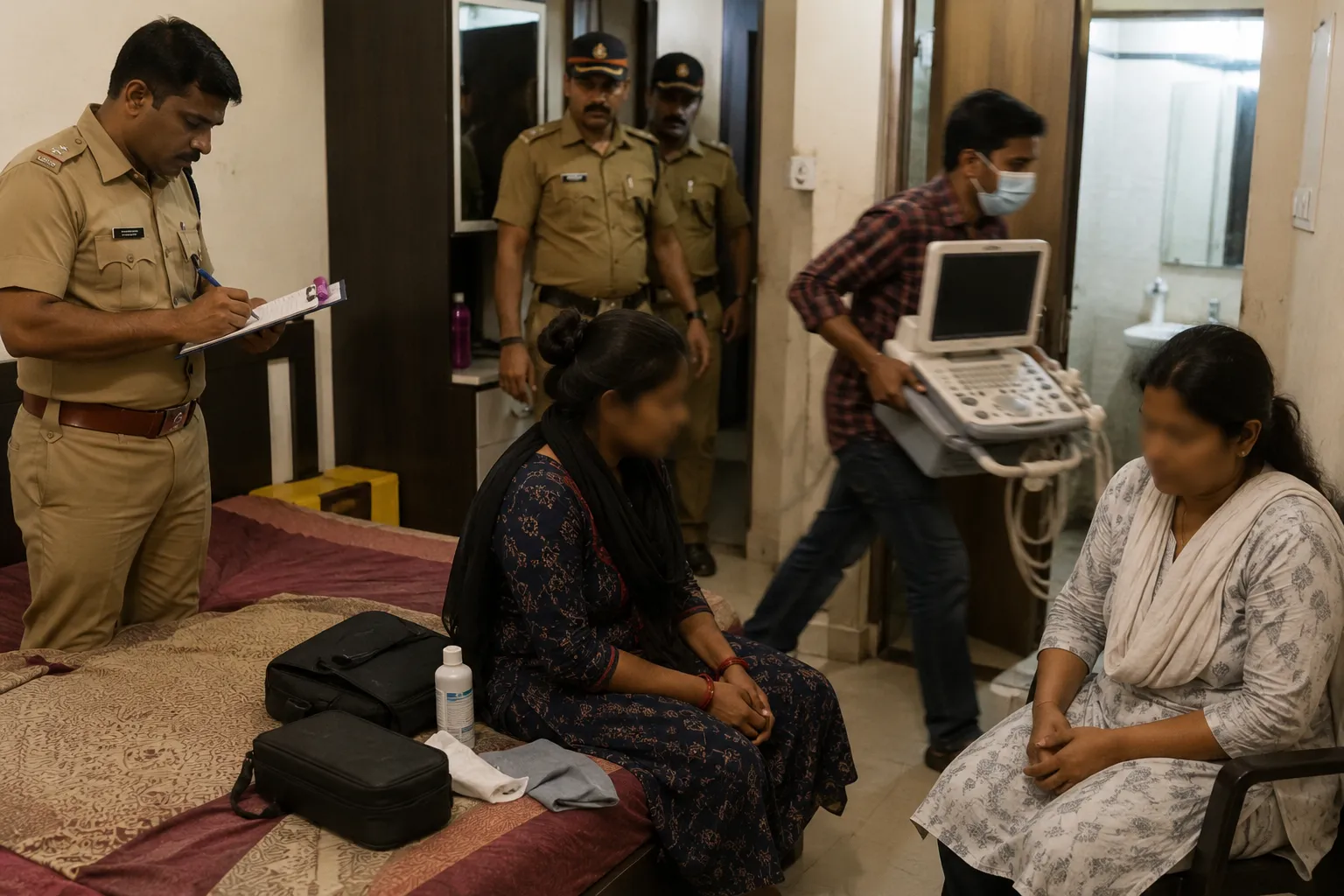 Illegal Prenatal Sex Determination Racket Exposed in Kolhapur: Fake Doctor Escapes with Portable Sonography Machine Before Police Raid at Lodge, Agent and Woman Detained"