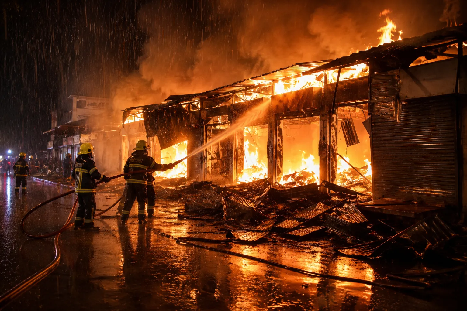 Fire Breaks Out in Jalgaon During Heavy Rain: