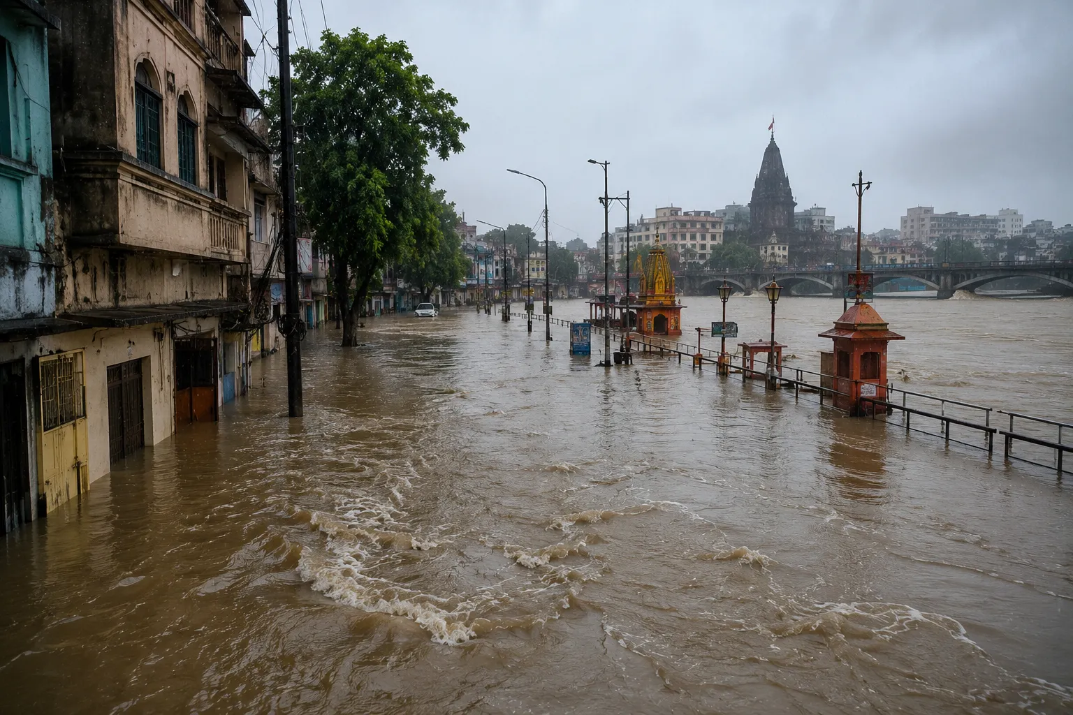 Nashik Under Water: 145mm Torrential Rain Causes Flooding, Streets and Homes Inundated as Godavari River Swells