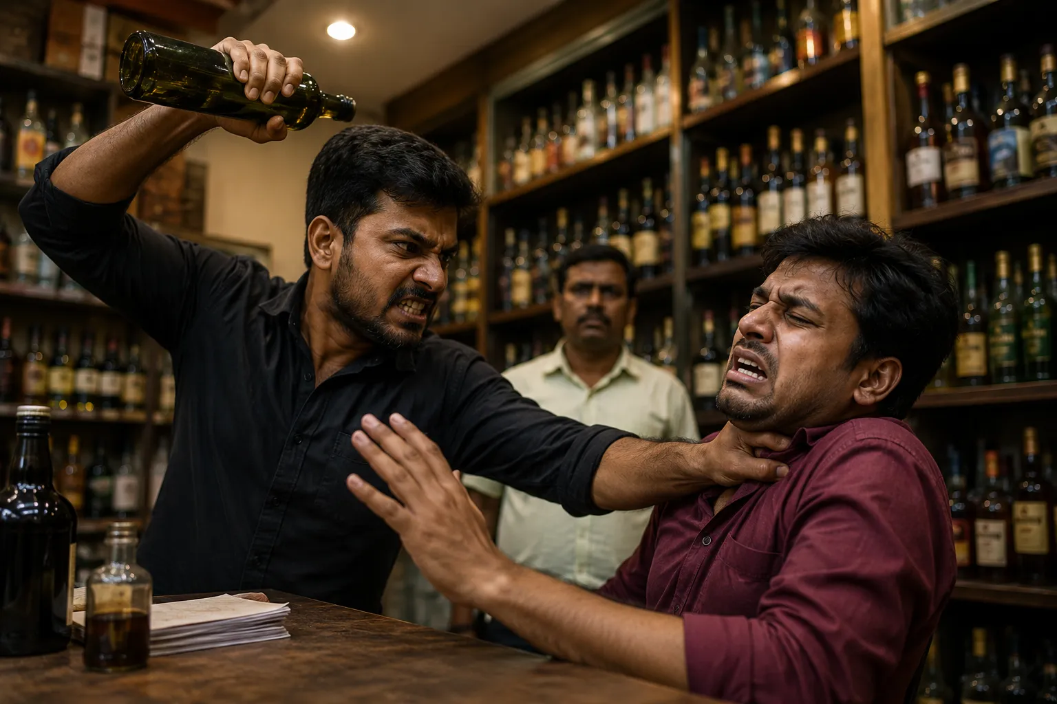 ‘Open the Shop and I’ll Kill You!’ Liquor Shop Employee Attacked with Bottle